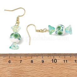 Boucles d'oreilles pendantes en porcelaine imprimée et verre&nbsp;EJEW-JE07486