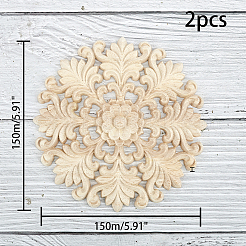 Artisanat d'applique onlay sculpté en bois massif naturel&nbsp;WOOD-FH0001-33