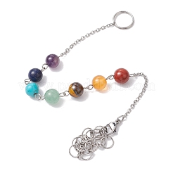 3 pièce 3 styles 304 chaîne en acier inoxydable pochette en macramé support de pierre vide pendules de radiesthésie&nbsp;PALLOY-JF02878
