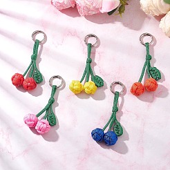 Décorations suspendues en corde de polyester et spandex cerise&nbsp;HJEW-JM04376