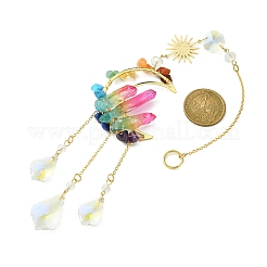 Decorazioni con pendenti in ottone e pietre preziose luna/sole&nbsp;HJEW-JM01266