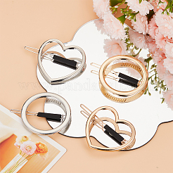 Makerer 4 Stück 4-Stil-Legierung hohle Herz- und Ring-Haarnadel&nbsp;PHAR-GO0001-01