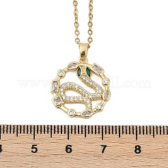 Messingring mit Mikropflaster und klarem Zirkonia und Halsketten mit Schlangenanhängern&nbsp;LS-NJEW-K280-03A-G