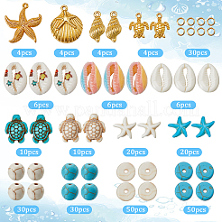 Kit di perline per la creazione di gioielli fai da te con turchese sintetico e conchiglia di ciprea naturale a tema oceano&nbsp;DIY-SC0027-45
