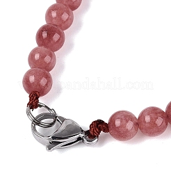 Colliers de perles rondes et coniques en quartz fraise naturel&nbsp;NJEW-N064-03K