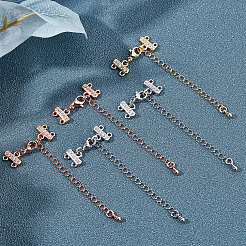 6 rallonge de chaîne en laiton avec strass en cristal&nbsp;KK-SC0003-09