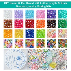 DIY runde und flache runde Armbänder aus Acryl und Harz mit Buchstaben&nbsp;DIY-FS0007-44