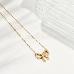 Placcatura ionica (ip) 304 acciaio inossidabile fiocco ciondolo catena cavo collane per le donne&nbsp;NJEW-P320-12B-G