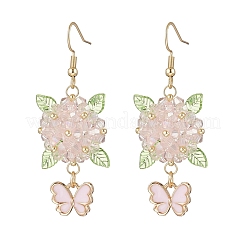 Orecchini pendenti a forma di fiore con farfalla in acciaio inossidabile 304&nbsp;EJEW-MZ00455-01