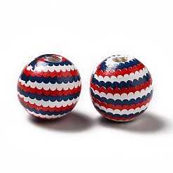 Perles en bois naturel imprimées sur le thème de la fête de l'indépendance&nbsp;WOOD-L020-B02