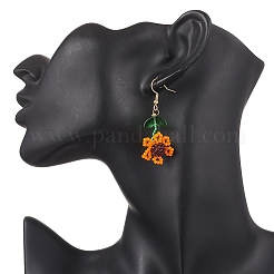 Orecchini pendenti con perline di semi di girasole in vetro e acciaio inossidabile 304&nbsp;EJEW-MZ00532-01