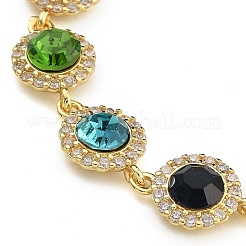 Braccialetti con maglie e ciondoli con micro pavé di zirconi in ottone&nbsp;BJEW-K261-01G