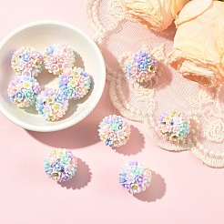 5 pieza de cuentas de arcilla polimérica luminosas hechas a mano con rhinestone&nbsp;CLAY-YW0002-51