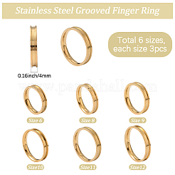 18 stücke 6 stile 201 edelstahl geriffelte finger ring einstellungen&nbsp;RJEW-SC0001-33G