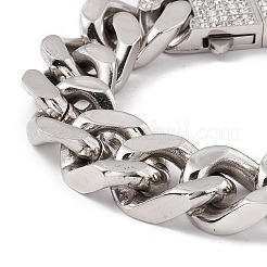Panzerkettenarmband aus 304 Edelstahl mit Vorhängeschlossverschluss aus Kristall-Strass für Damen&nbsp;BJEW-E107-01P-02