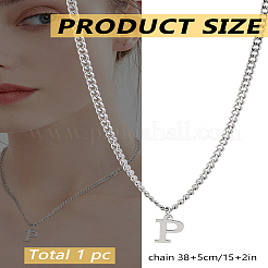 Collier avec pendentif lettre en acier inoxydable 304&nbsp;NJEW-LP0001-33P-P