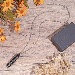 1 colgante de macramé con forma de bala de ágata negra natural&nbsp;NJEW-PA0001-01E
