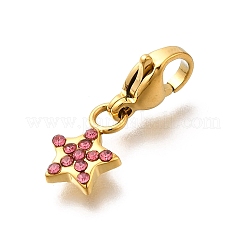 Pendentifs décoratifs en strass en acier inoxydable 304 en forme d'étoile&nbsp;STAS-R159-57G-05