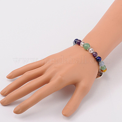 Multi-couleur des bracelets de breloque gemme chakra&nbsp;BJEW-JB01691-03