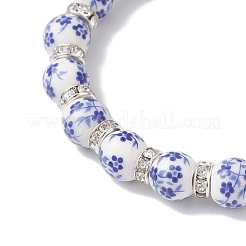 Bracelets extensibles en perles de céramique et porcelaine à imprimé floral pour femmes&nbsp;BJEW-JB12375-01