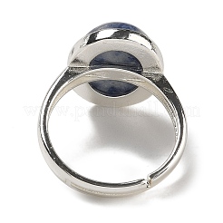 Anelli ovali regolabili con pietre preziose naturali e sintetiche&nbsp;RJEW-K371-07S