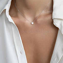 Conjunto de joyería con colgante redondo de circonita microincrustada en plata s925&nbsp;SA9536-4