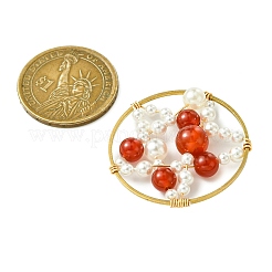 3 pièce 3 styles de cornaline naturelle (teinte et chauffée) et onyx noir (teint et chauffé) et obsidienne et jade malaisien teint et jade citron et pendentifs coquillages&nbsp;PALLOY-JF03063