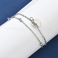 Bracciali a catena con ciondolo a forma di cuore in acciaio inossidabile 304&nbsp;BJEW-M097-01A-P