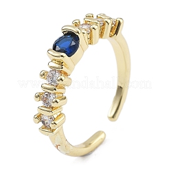 Gestellplattierung Messing Mikropflaster Zirkonia Manschettenfingerringe für Frauen&nbsp;RJEW-M028-51G