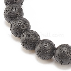 Bracelet extensible en pierre de lave naturelle et agate tibétaine avec tube en alliage perlé&nbsp;BJEW-JB08322-02