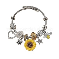Sonnenblume & Herz & Bienen Messing Armreifen&nbsp;FS-WG88ED5-01