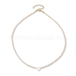 Glasperlen mit Muschelherzketten&nbsp;NJEW-JN04681-03