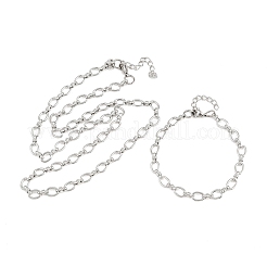 Set di gioielli con bracciale e collana in acciaio inossidabile 304 con catene a cavo&nbsp;SJEW-L199-01P