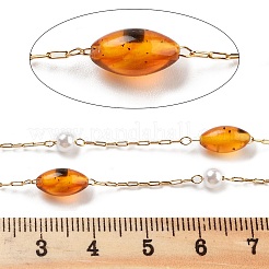 Chaînes de perles en plastique ambre et ccb faites à la main&nbsp;CHS-P019-12G