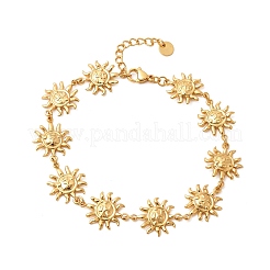 Fußkettchen aus 304 Edelstahl mit Sonnengliederkette für Damen&nbsp;AJEW-C043-01G