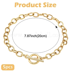 5 bracciale a catena in acciaio inossidabile 304&nbsp;BJEW-YW00017-01