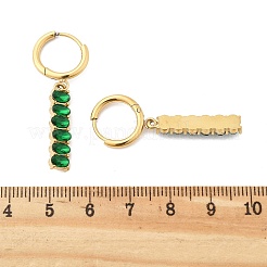 Pendientes de aro ovalados con borlas de circonita cúbica verde de acero inoxidable 304&nbsp;EJEW-Z094-02G