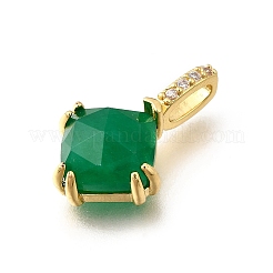 Natürlicher grüner Onyx-Achat (gefärbt und erhitzt) facettierte Rautenanhänger&nbsp;KK-F899-03E-G