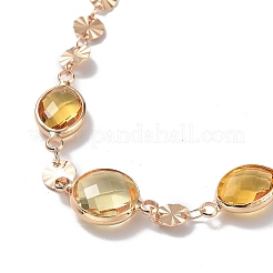 Colliers à pendentif en verre rond plat avec chaînes en laiton&nbsp;NJEW-A015-20KCG