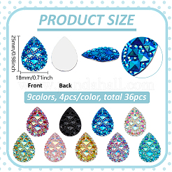 36 Stück 9 Farben Harz Cabochons&nbsp;DIY-FG0007-12