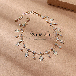 Böhmische Fußkettchen aus Legierung mit Kristall-Strass-Quaste für Damen&nbsp;FS-WG0C793-01