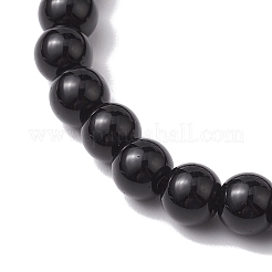 8 mm runder natürlicher schwarzer Onyx (gefärbt und erhitzt) und Crackle-Achat-Perlen-Stretcharmband-Sets&nbsp;BJEW-TA00524