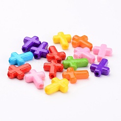 Couleur mixte acrylique épaisse croix perles&nbsp;X-SACR-436-M