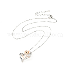 Klares Zirkonia-Herz mit Rosenanhänger-Halskette&nbsp;LS-NJEW-F293-01E-RG
