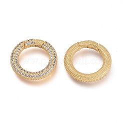 Messing micro pave zirkonia federringringe&nbsp;KK-M206-03G-02