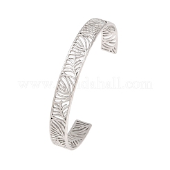 Brazaletes huecos de acero inoxidable 304 con puño abierto para mujer&nbsp;BJEW-F547-01P
