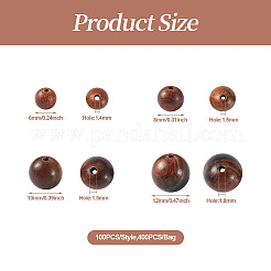 400pcs 4 styles de perles en bois naturel&nbsp;WOOD-TA0001-71