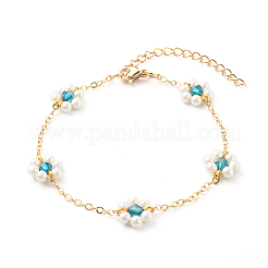 Perles de coquillage et perles acryliques bracelets à maillons de fleurs&nbsp;X1-BJEW-TA00003-02