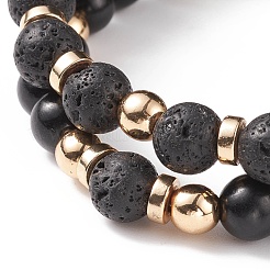 Ensemble de bracelets extensibles en pierre de lave naturelle et bois et hématite synthétique 2 pièces 2 styles&nbsp;BJEW-JB08417