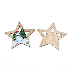 Weihnachtsthema einseitig bedruckte große Holzanhänger&nbsp;WOOD-N005-63